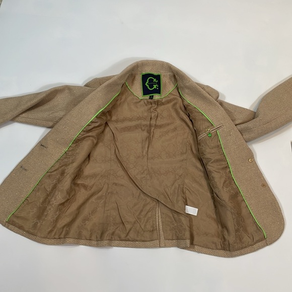 C. Wonder Wool Tweed Blazer Size 4 Tan With Hold Metallic Throughout EUC - Picture 7 of 10